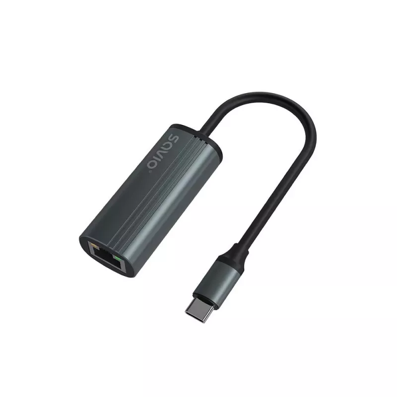 SAVIO Adapter USB-C 3.1 Gen.1 (vyriškas) į RJ-45 Gigabit Ethernet (moteriškas), 1000 Mbps, AK-56, pilka