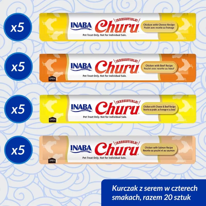Katės skanėstai INABA Churu Variety Box — Vištiena ir Jautiena, 20 x 14 g tūbelės