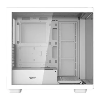 Kompiuterio korpusas DarkFlash DS900G Baltas — mid-tower, grūdintas stiklas, be ventiliatorių