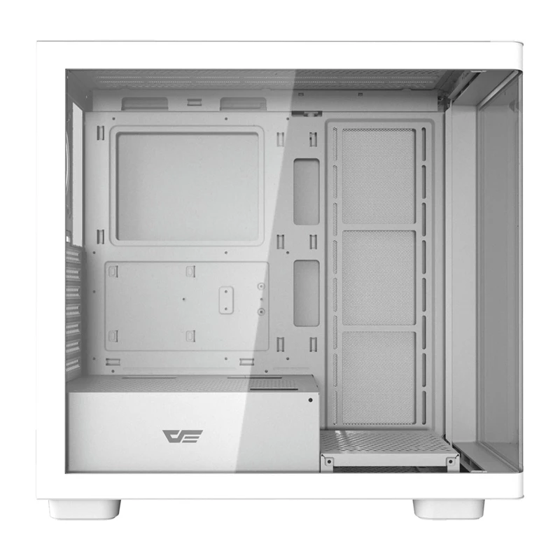 Kompiuterio korpusas DarkFlash DS900G Baltas — mid-tower, grūdintas stiklas, be ventiliatorių