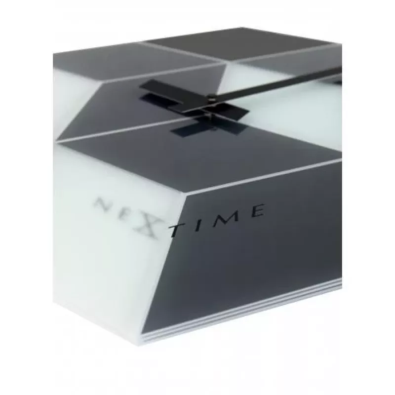 NeXtime klok 8171 Cubic, 43,5x37 cm, sieninis, juoda/balta/pilka