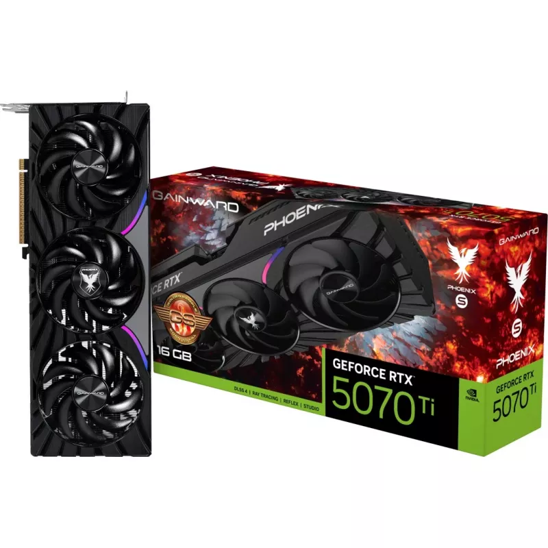 Vaizdo plokštė GAINWARD GeForce RTX 5070 Ti Phoenix-S GS, 16 GB GDDR7, PCIe 5.0, 256 bitų, 2295 MHz