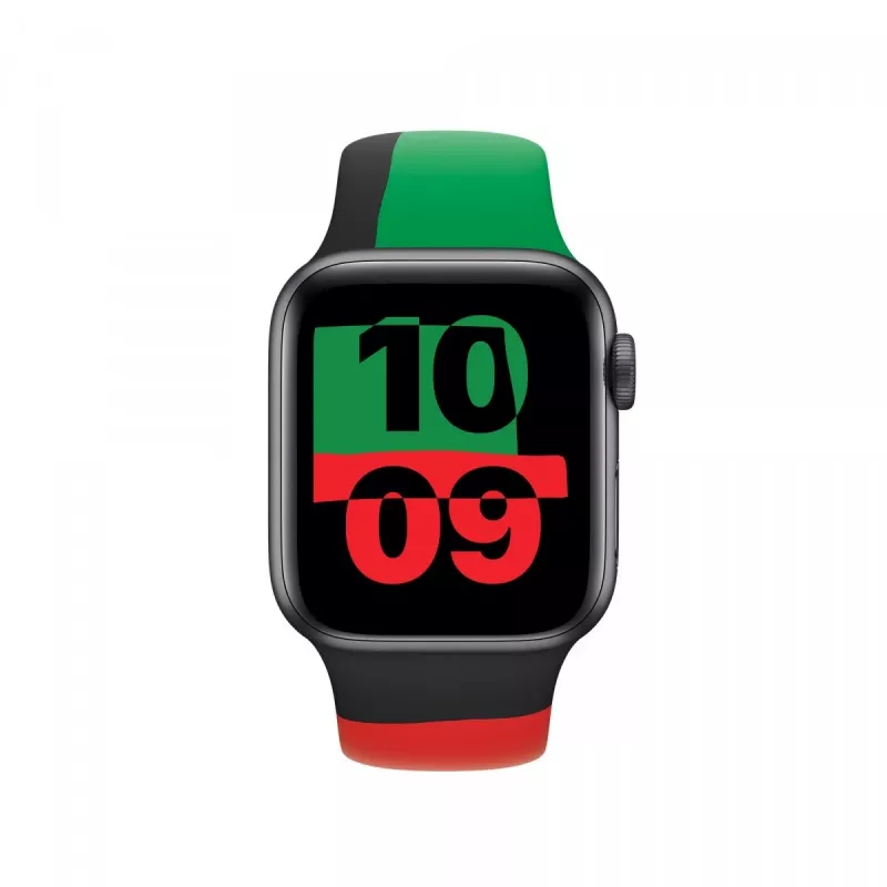 Apple 44mm Black Unity Sport Dirželis S/M Juoda Žalia Raudona