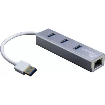 Inter-Tech Argus IT-310-S USB 3.2 Gen 1 (3.1 Gen 1) Type-A – RJ-45 – USB 3.2 Gen 1 (3.1 Gen 1) Type-A – Pilka – Aliuminis – LAN – USB – Gigabit Ethernet