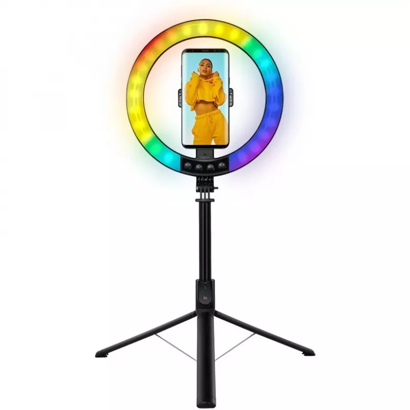 LogiLink išmaniojo telefono žiedinė šviesa su selfie lazda ir trikoju, 20 cm (AA0156)