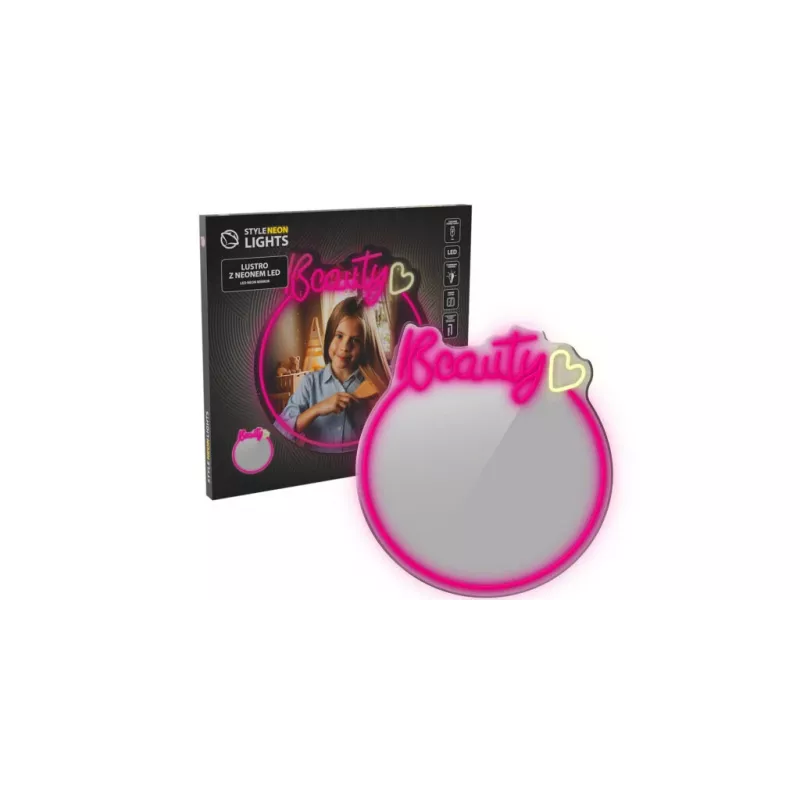 LED neoninis veidrodžio apšvietimas MANTA MASNL130PK Style Neon Lights BEAUTY, rožinis akcentas