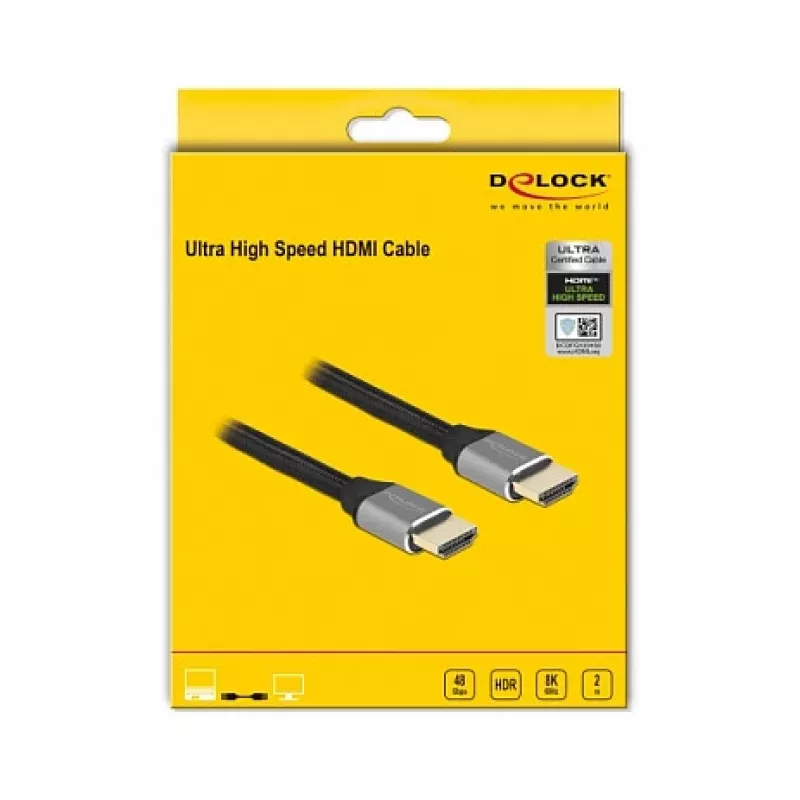 DELOCK Ultra High Speed HDMI kabelis 48 Gbps 8K 60Hz pilkas 2m sertifikuotas