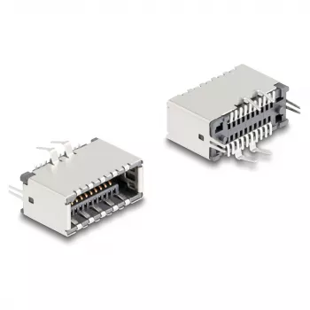 DeLOCK 67193 USB Type-E kištukinė jungtis, moteriška, juoda/sidabrinė, SMT montavimui