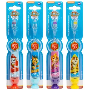 Vaikiškų dantų šepetėlių rinkinys su mirksinčia šviesa ir siurbtuku, 4 vnt., įvairių spalvų, Paw Patrol