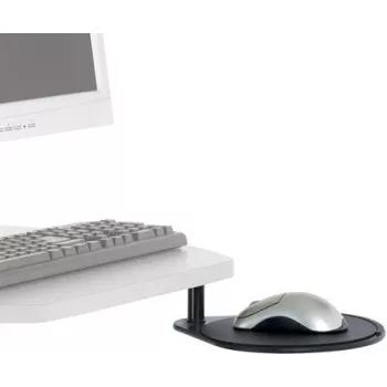 Priedų lentyna ERGOTRON 687BK daugialypės terpės vežimėliui – juoda kompozitinė plieninė, 203,2×229 mm, 907 g
