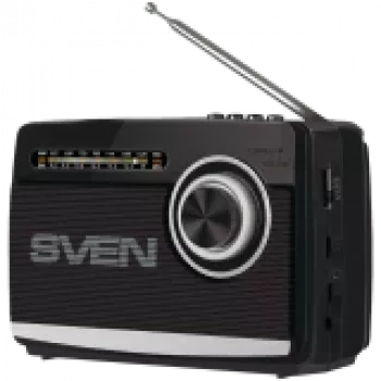 Nešiojamas garsiakalbis SVEN SRP-155, juodas (3W, Bluetooth, FM/AM/SW, USB, microSD, žibintuvėlis, baterija)