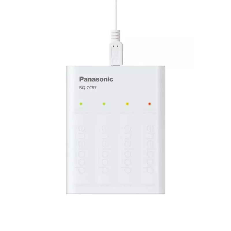 USB akumuliatorių įkroviklis PANASONIC Eneloop Smartplus BQ-CC87 + 4x AA 2000 mAh (K-KJ87MCD40USB)