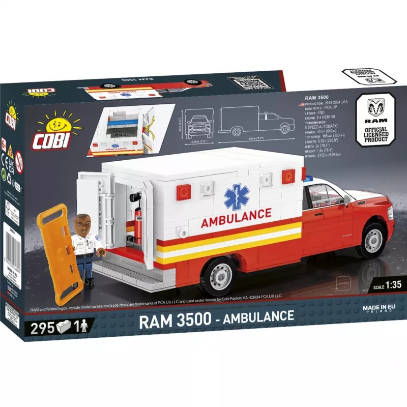 Konstruktorius Cobi RAM 3500 Greitosios pagalbos automobilis modelis 24609 statybinių kaladėlių rinkinys