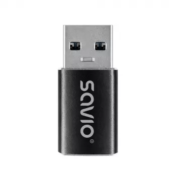 Savio AK-81 USB-C (mot.) – USB-A (pat.) adapteris, juodas