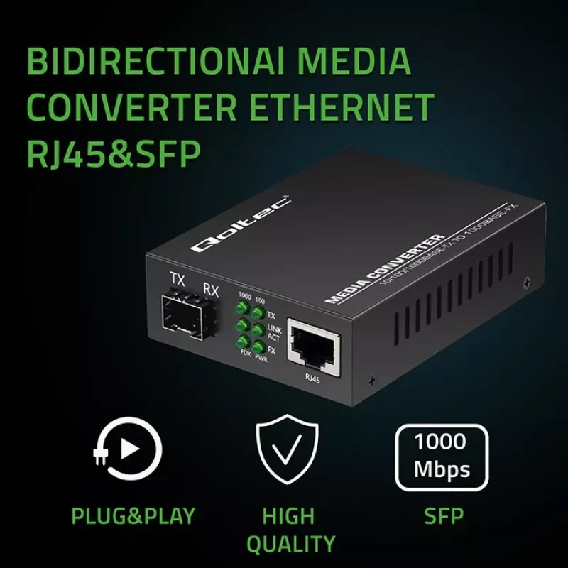 QOLTEC Media Converter SWITCH Ethernet 1x RJ45 1x SFP