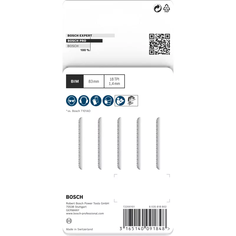 Dėlionės pjūklo geležtė Bosch T 101 AOF bimetalinė 8,3 cm 5 vnt.