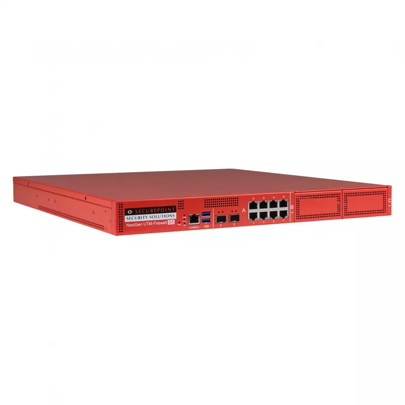 Securepoint RC1000R G5 UTM saugos įrenginys, 30 Gbit/s, 3.5 Gbit/s, 1000 vartotojų, AES, laidinis, RJ-45