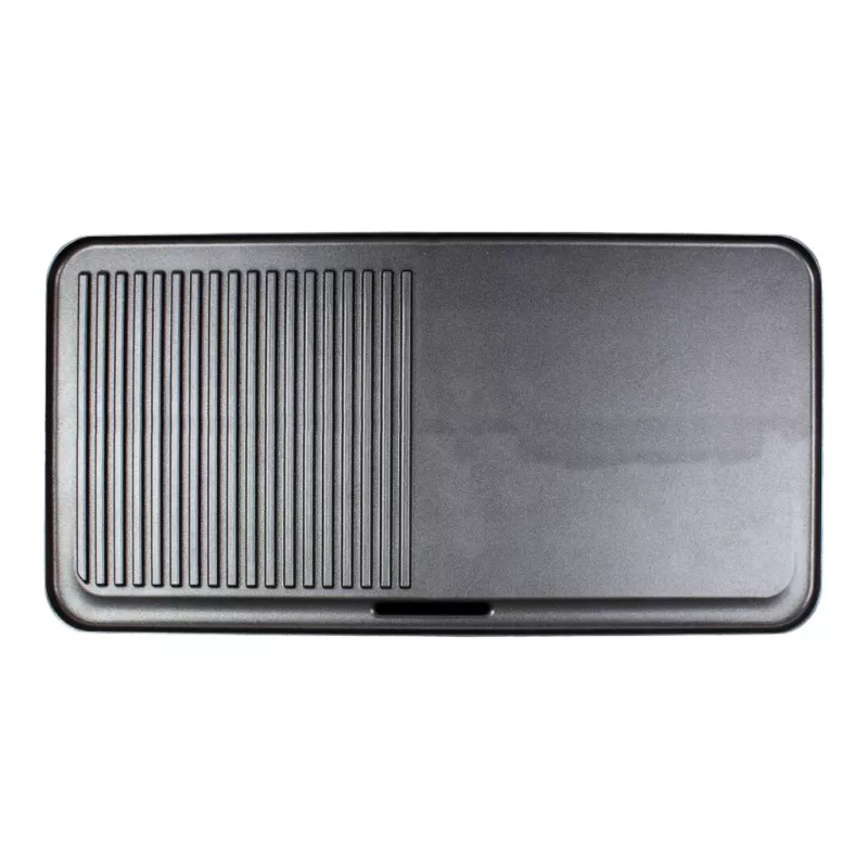 Elektrinis stalo grilis Rommelsbacher BBQ 2003 — 1900 W, 50×25 cm, briaunotas + Teppanyaki, reguliuojamas termostatas, sidabrinis/juodas