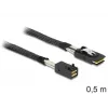 SAS kabelis DeLOCK 83388, 0,5 m, Mini SAS HD x4 (SFF-8643) į Mini SAS x4 (SFF-8087)