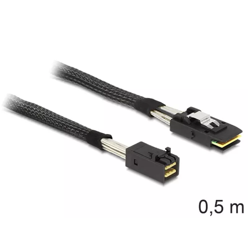 SAS kabelis DeLOCK 83388, 0,5 m, Mini SAS HD x4 (SFF-8643) į Mini SAS x4 (SFF-8087)