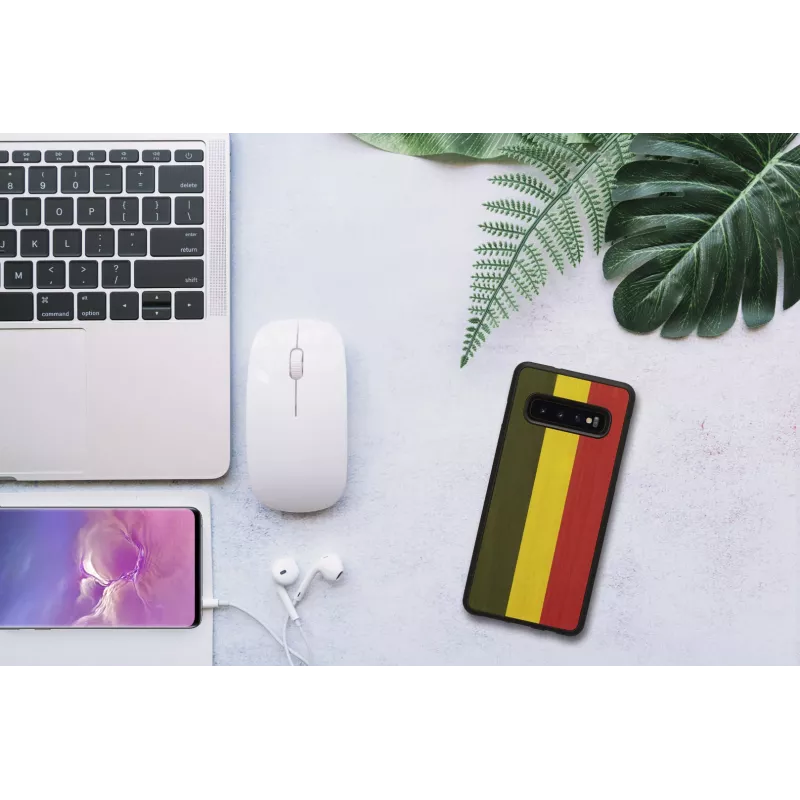 Dėklas iš medžio ir polikarbonato Samsung Galaxy S10 – reggae juoda apsauginė danga