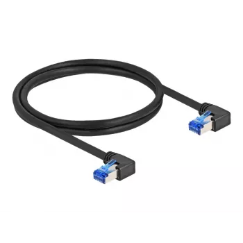 Tinklo kabelis DeLOCK RJ45 Cat.6A S/FTP stačiu kampu 1 m juodas