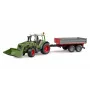 Žaislinis traktorius BRUDER Fendt Vario 211 su priekiniu krautuvu ir šonine priekaba