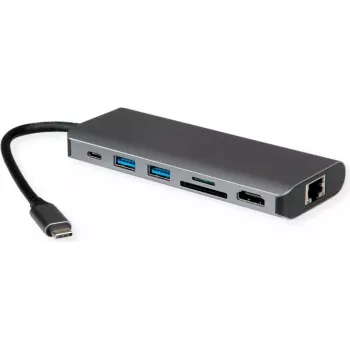 Docking stotelė ROLINE 12021123 USB 3.2 Gen 1 Type-C pilka Ethernet 1000 Mbit/s