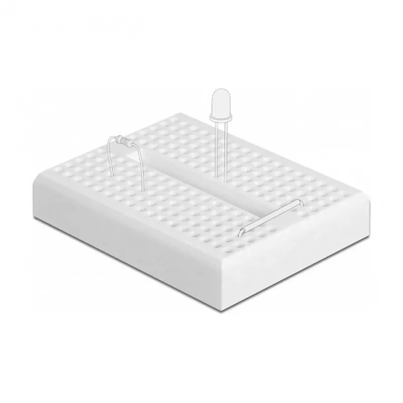 Breadboard DELOCK 18316 – bekontaktė prototipų lenta, plastikinė, 36×46×10 mm, balta