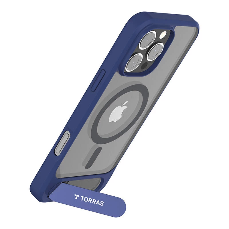 Telefono dėklas Torras Pstand Series, skirtas iPhone 16 Pro – mėlynas, plonas, lengvas, apsauginis