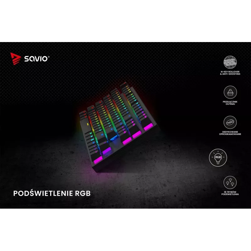 Mechaninė klaviatūra RGB Tempest X2 Outemu Blue Savio Savgk-tempest X2 Bl