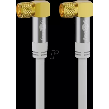 Goobay SAT antenos kabelis (135 dB tipas), 4x ekranuotas, 3 m, baltas, auksuotas, F kištukas 90° > F kištukas 90° (70484)