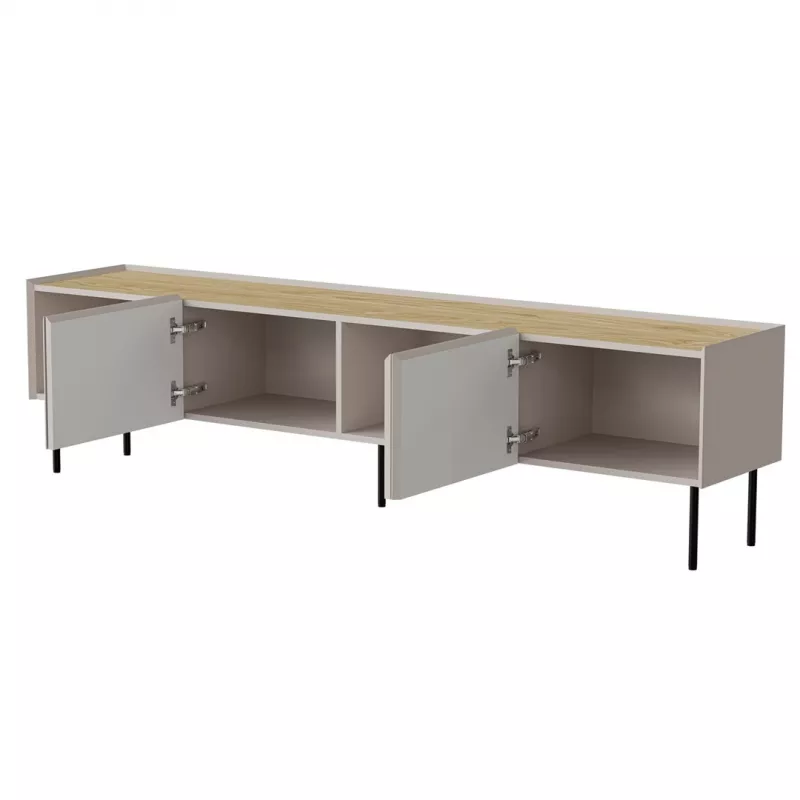 TV spintelė Cama Meble FELLINI 200x40x52 cm, kašmyro rėmas, aliejumi dengtas ąžuolo viršus