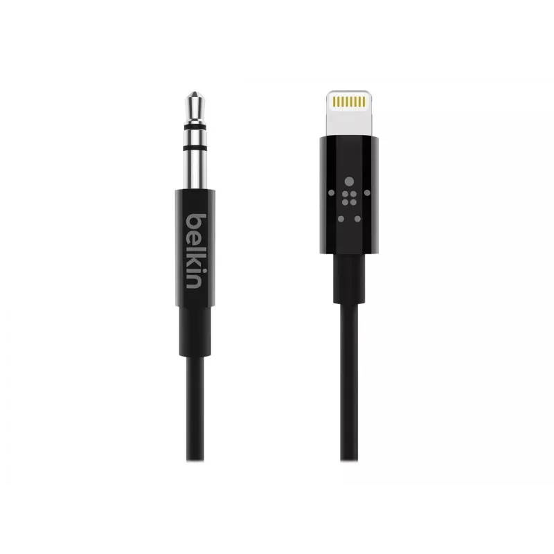 Belkin Kabel Lightning auf Kopfhöreranschluss - Lightning männlich bis Stereo Mini-Klinkenstecker männlich - 91.4 cm - Schwarz - für Apple iPhone (Lig