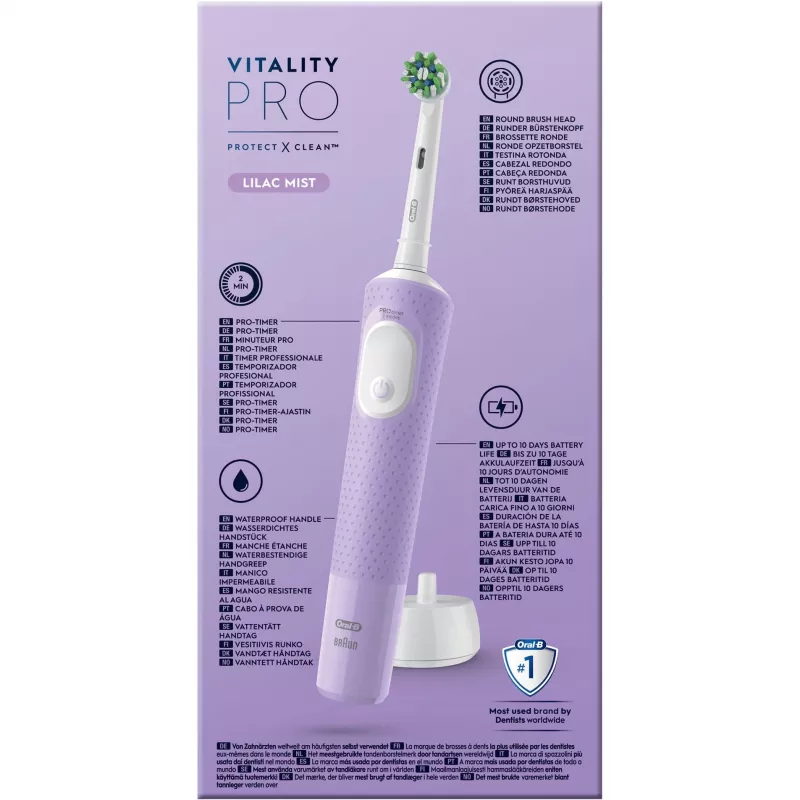 Oral-B Vitality Pro elektrinis dantų šepetėlis violetinis 1 šepetėlio galvutė