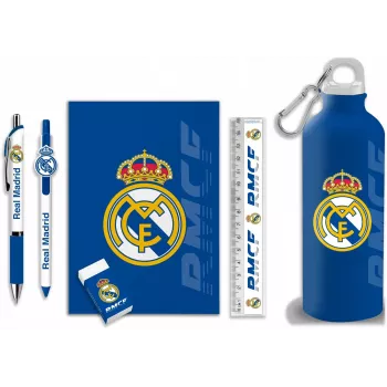 Real Madrid RM00029 rinkinys su 650 ml buteliuku, užrašų knygute ir tušinuku