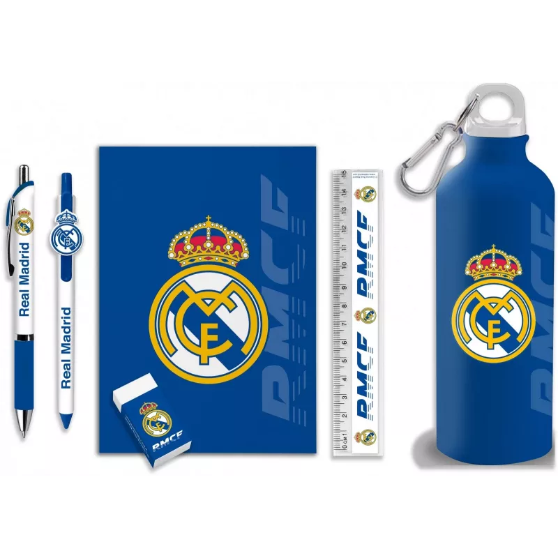 Real Madrid RM00029 rinkinys su 650 ml buteliuku, užrašų knygute ir tušinuku