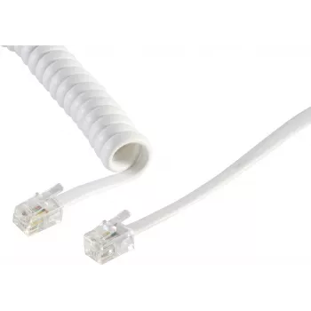 S/CONN 2 m RJ10 skaidrus baltas laidas