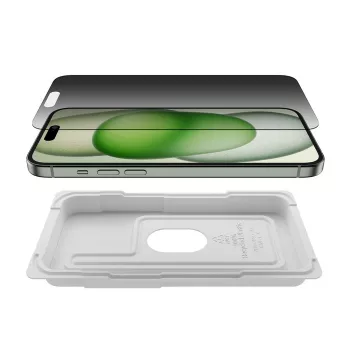 Belkin OVA168HQ Apsauginis stiklas su privatumo filtru iPhone 16 Plus antibakterinis atsparus smūgiams