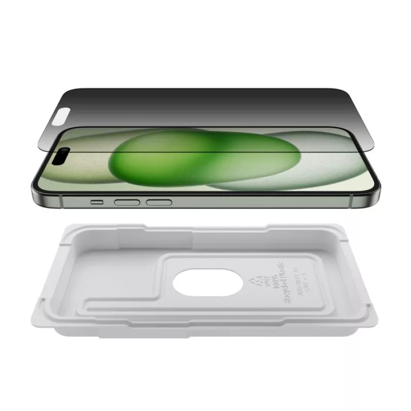 Belkin OVA168HQ Apsauginis stiklas su privatumo filtru iPhone 16 Plus antibakterinis atsparus smūgiams