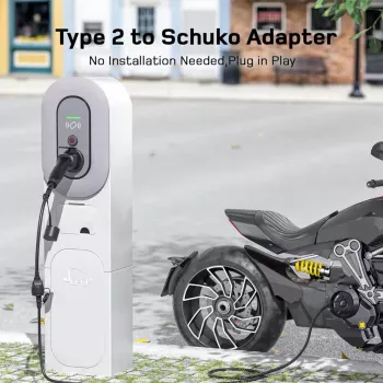 AKYGA AK-SC-E28 Type 2 į Schuko adapterinis laidas elektromobilių įkrovimui, 16A, 0,3 m, juodas