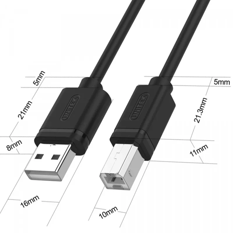 USB 2.0 laidas Unitek Y-C420GBK, USB A į USB B, 3 m, juodas