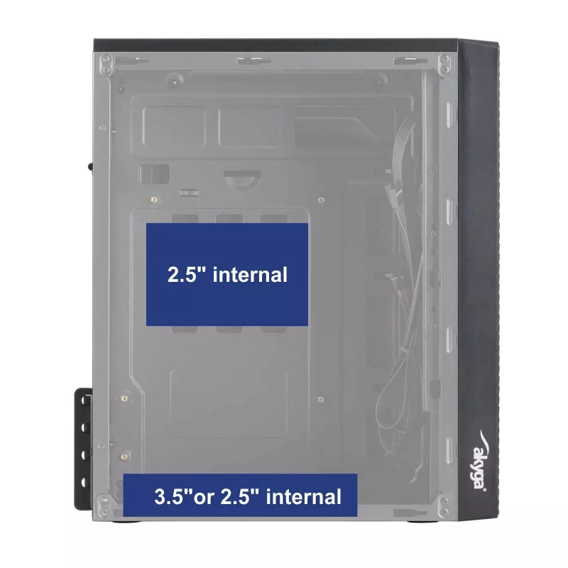 Akyga AK36BK Micro ATX kompiuterio korpusas, Micro ATX / Flex ATX / Mini ITX, USB 3.0 + USB 2.0, be maitinimo bloko, juodas