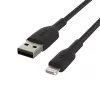 Pintas USB-A į Lightning kabelis 15 cm juodas
