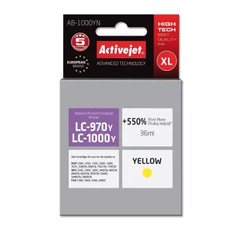 Activejet AB-1000YN rašalas (pakaitalas Brother LC1000/LC970Y; 36 ml; geltona)