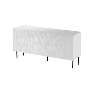 Komoda Cama Meble JUNGLE 152x40,5x74,5 cm balta matinė su juodomis kojelėmis