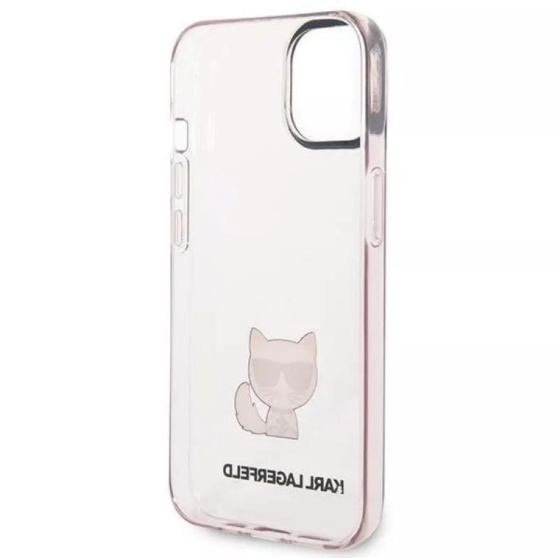 Karl Lagerfeld KLHCP14MCTRI kietas dėklas iPhone 14 Plus / 15 Plus 6.7 rožinis / rožinis permatomas Choupette Body
