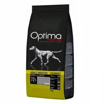Optimanova suaugusiems šunims virškinimui jautriems triušiena su bulvėmis sausas ėdalas, 2 kg