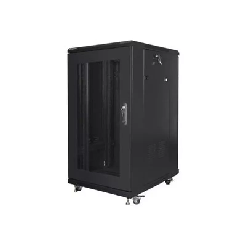 Laisvai pastatomas stelažinis kabinetas LANBERG FF01-6822-23B 22U, 19 inch bėgeliai, 1159×600×800 mm, IP20, ratukai, raktinis užraktas, juodas