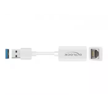 DeLOCK 65905 USB Type-A belaidžio tinklo adapteris – Gigabit Ethernet prievadas nešiojamam kompiuteriui, baltas